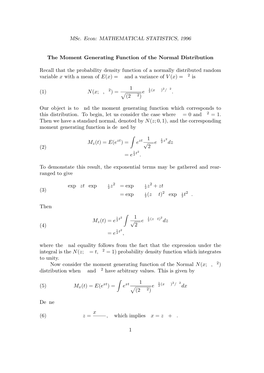 The Normal Moment Generating Function