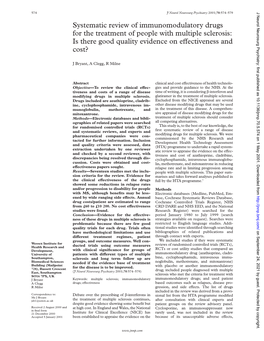 Systematic Review of Immunomodulatory Drugs for the Treatment of People with Multiple Sclerosis: Is There Good Quality Evidence on Evectiveness and Cost?