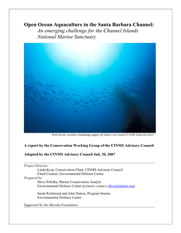 Open Ocean Aquaculture in the Santa Barbara Channel: an Emerging Challenge for the Channel Islands National Marine Sanctuary