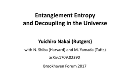 Entanglement Entropy and Decoupling in the Universe
