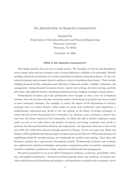 An Introduction to Financial Econometrics