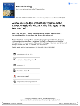 A New Sauropodomorph Ichnogenus from the Lower Jurassic of Sichuan, China Fills a Gap in the Track Record