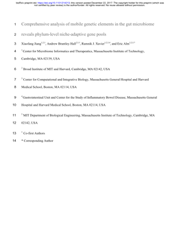 Comprehensive Analysis of Mobile Genetic Elements in the Gut Microbiome Reveals Phylum-Level Niche-Adaptive Gene Pools