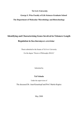 Identifying and Characterizing Genes Involved in Telomere Length