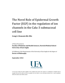 (EGF) in the Regulation of Ion Channels in the Calu-3 Submucosal Cell Line