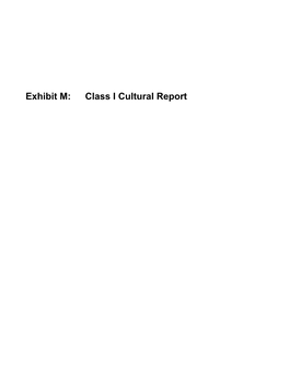 Cultural Class I Report