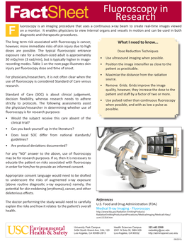 Fluoroscopy in Research Fact Sheet