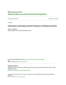 Information Asymmetry and the Protection of Ordinary Investors