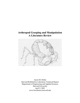 Arthropod Grasping and Manipulation: a Literature Review