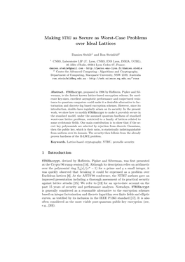 Making NTRU As Secure As Worst-Case Problems Over Ideal Lattices