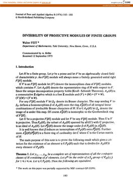 Divisibility of Projective Modules of Finite Groups