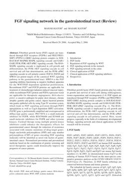 FGF Signaling Network in the Gastrointestinal Tract (Review)