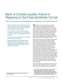 Bank of Canada Liquidity Actions in Response to the Financial Market Turmoil