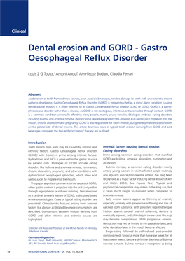 Dental Erosion and GORD - Gastro Oesophageal Reflux Disorder