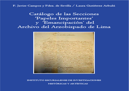 Catálogo De Las Secciones 'Papeles Importantes' Y 'Emancipación'