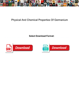 Physical and Chemical Properties of Germanium