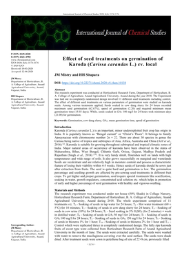 Effect of Seed Treatments on Germination of Karoda