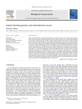 Captive Breeding Genetics and Reintroduction Success