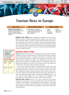 Fascism Rises in Europe