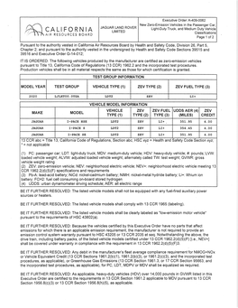 Executive Order, 2020, Jaguar Land Rover Limited, LDT, A-409-0062