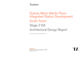Sydney Metro Martin Place Integrated Station Development South Tower Stage 2 DA Architectural Design Report