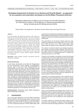 Ecological Assessment of Streams on La Gomera and Tenerife (Spain) – an Approach for an Evaluation and Restoration Tool Based on the EU-Water Framework Directive