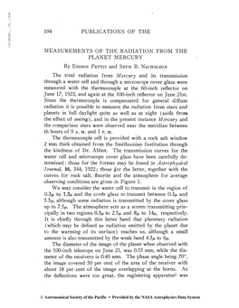 194 Publications of the Measurements of The