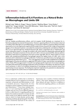 Inflammation-Induced IL-6 Functions As a Natural Brake On