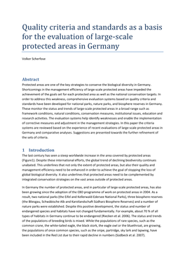 Quality Criteria and Standards As a Basis for the Evaluation of Large-Scale Protected Areas in Germany