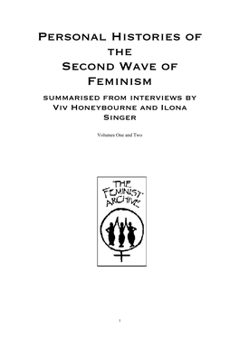 Personal Histories of the Second Wave of Feminism