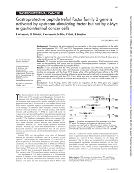 Gastroprotective Peptide Trefoil Factor Family 2 Gene Is Activated By