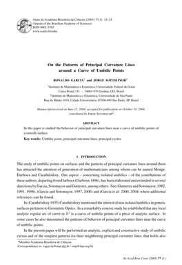 On the Patterns of Principal Curvature Lines Around a Curve of Umbilic Points