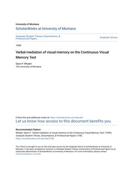 Verbal Mediation of Visual Memory on the Continuous Visual Memory Test