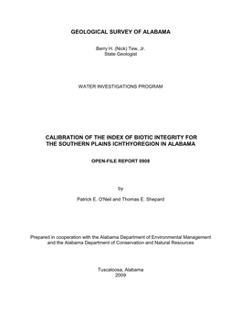 Geological Survey of Alabama Calibration of The