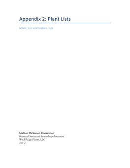 Appendix 2: Plant Lists