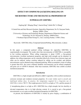 Effect of Compound Jacketing Rolling on Microstructure and Mechanical