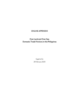 Over Land and Over Sea: Domestic Trade Frictions in the Philippines – Online Appendix
