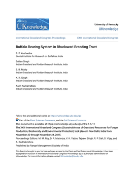 Buffalo Rearing System in Bhadawari Breeding Tract
