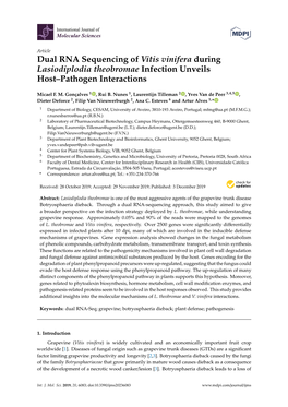 Dual RNA Sequencing of Vitis Vinifera During Lasiodiplodia Theobromae Infection Unveils Host–Pathogen Interactions