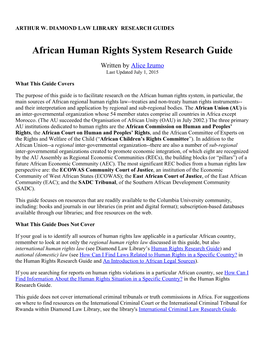 African Human Rights System Research Guide