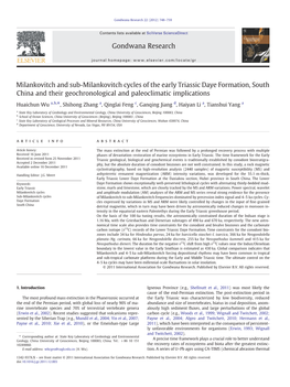 Milankovitch and Sub-Milankovitch Cycles of the Early Triassic Daye Formation, South China and Their Geochronological and Paleoclimatic Implications