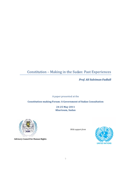 Constitution – Making in the Sudan: Past Experiences