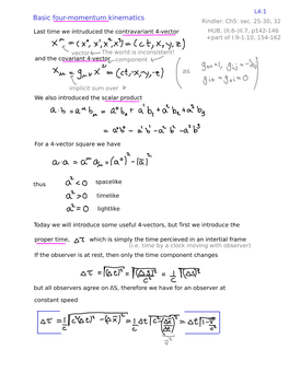 Basic Four-Momentum Kinematics As