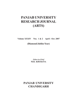 Panjab University Research Journal (Arts)