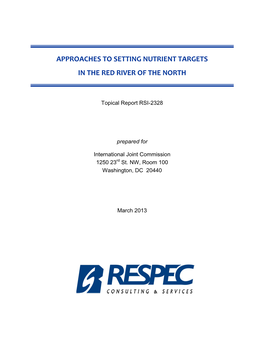 Approaches to Setting Nutrient Targets in the Red River of the North