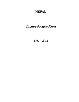 Country Strategy Paper Nepal 2007-2013