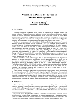 Variation in Palatal Production in Buenos Aires Spanish