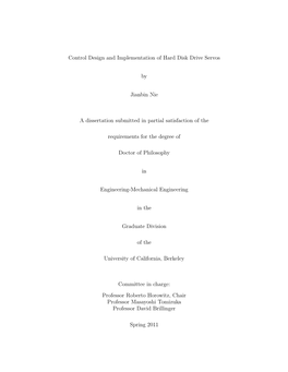 Control Design and Implementation of Hard Disk Drive Servos by Jianbin