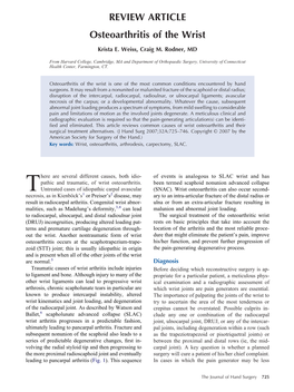 REVIEW ARTICLE Osteoarthritis of the Wrist