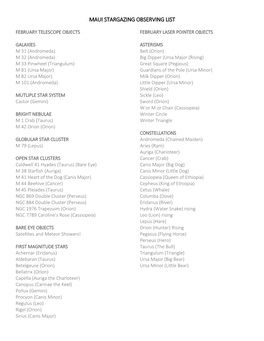 Maui Stargazing Observing List